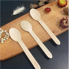 1000 thìa muỗng/ nĩa/ dao gỗ xuất khẩu Nhật dùng 1 lần dài 16cm dùng ăn bánh kem, kem, cafe