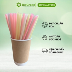 Hộp 250 ống hút giấy party nhiều màu uống cafe phi 6 Biogreen 3 lớp, màu Giáng Sinh Noel, Lễ hội