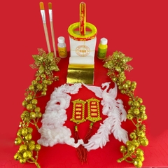 Combo dát dừa kèm phụ kiện trang trí Long Phụng Sum Vầy (dát đủ 2 quả dừa)