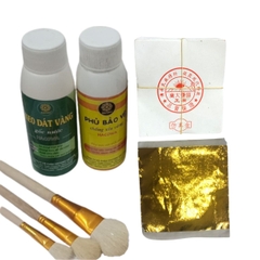 Combo 500 lá vàng B giòn mặt trời đỏ kèm keo phủ gốc nước