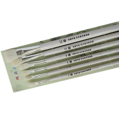 100 bộ bút vẽ lông dê đầu bằng (6 cái cán trắng)