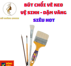 Combo bút chổi cọ 4 cái ( thỏ TB, bút nét nhỏ, Cán trắng S12, cán vàng ngắn S6)