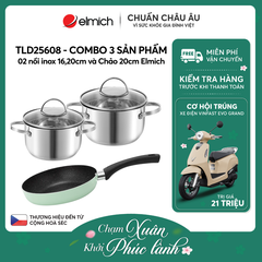 Combo 02 nồi inox 16, 20cm và chảo 20cm Elmich - TLD25608