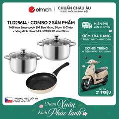 Nồi Inox Smartcook SM Size 16cm, 24cm và chảo 20cm Elmich - TLD25614