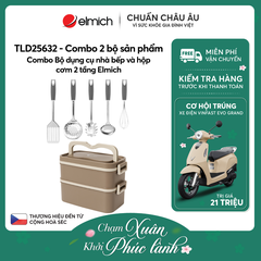 Combo Bộ dụng cụ nhà bếp và hộp cơm 2 tầng Elmich - TLD25632