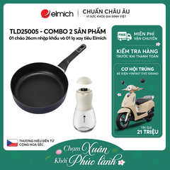 Combo 01 chảo size 26 nhập khẩu và lọ xay tiêu Elmich - TLD25005