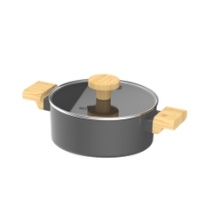 Bộ nồi chống dính vân gỗ Elmich Nature EL-5206BK03 size 18, 20 chảo 24cm