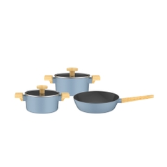Bộ nồi chống dính vân gỗ Elmich Nature EL-5206MG03 Nồi size 18, 20, chảo 24cm.