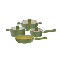 Bộ nồi phủ sứ an toàn Elmich Olive EL-5233OV04 quánh 16, nồi 20, 24, chảo 26cm