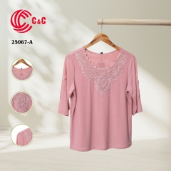 25067 - Embroidery and Beads Neck Lace Overlay with Two-Sided Embroidery Combined Glass Beads