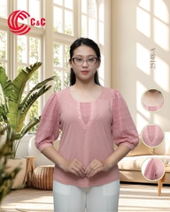 25148 - Elegant Dolman Sleeves with Lace and Leaf Embroidery Decoration