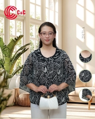 25171 - Typography Pattern Dolman Sleeves Perfect For Hiding Imperfections