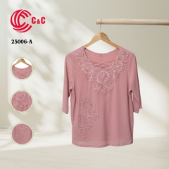 25006 - Elegant Lace Collar with Embroidery and Crystal Accents