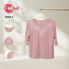 25069 - Embroidery and Beads Neck Lace Overlay