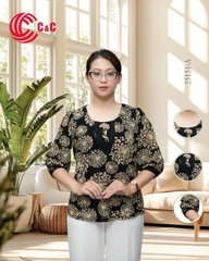 25151 - Dandelion Flower Patterns Puffed Half Sleeve Tops