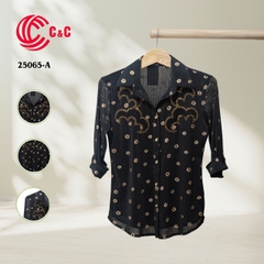 25065 - Four Stylized Decorative Patterns Mesh Fabric with Lace Rhinestone Embellishments Combined