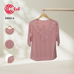 25042 - Lace-Trimmed Cut-Out Sleeves in 9 Colors
