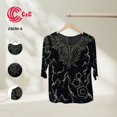 25030 - Lace Overlay Embroidered Design with Decorative Stones Infusion and Lace Embroidery