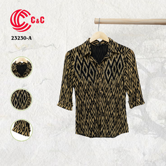 23230 - Rhombus Patterns with Black Embroidery and Rhinestone Detailing