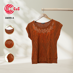 18099 - Embossed Pattern with Crystal Stones and Wide Trim to Conceal Belly Flaws