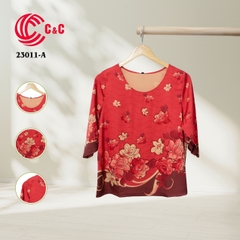 23011 - Silk Fabric with Colorful Floral Prints in 10 Colors