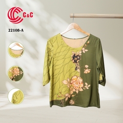 22108 - Floral Silk Fabric with Wind Stylized Patterns in 10 Colors