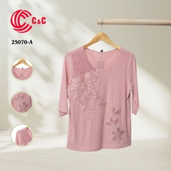 25070 - Round Neck with Lace and Decorative Glass Beads