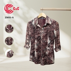25051 - Stylized Leopard Print Mesh Fabric