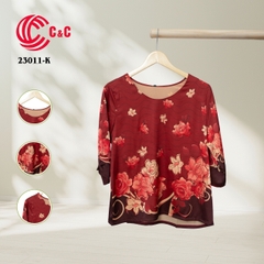 23011 - Silk Fabric with Colorful Floral Prints in 10 Colors