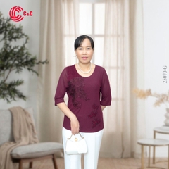 25070 - Round Neck with Lace and Decorative Glass Beads