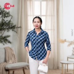 16663 - Long Sleeve Stretch Fabric with Checkered Pattern