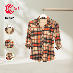 16663 - Long Sleeve Stretch Fabric with Checkered Pattern
