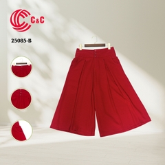 25085 - Wide Leg Capris Cropped Pants With Tripple Waistbands for Concealing Waist Flaws
