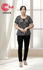 21025 - Crystal-Embellished Patterned Top Stretch Pants