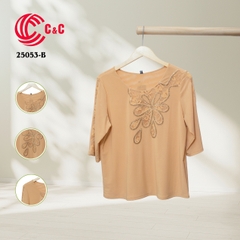 25053 - Round Neck Lace Overlay with Embroidered Floral Design in 8 Colors
