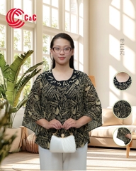25171 - Typography Pattern Dolman Sleeves Perfect For Hiding Imperfections