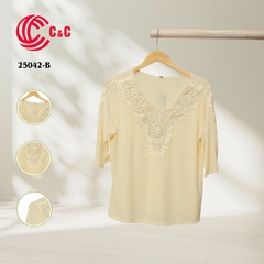 25042 - Lace-Trimmed Cut-Out Sleeves in 9 Colors