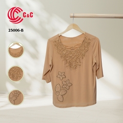 25006 - Elegant Lace Collar with Embroidery and Crystal Accents