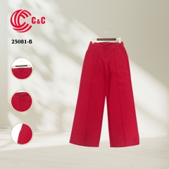 25081 - Straight-Leg Pants with Two Style Buttons Double Waistbands in Matching Color
