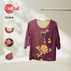 22108 - Floral Silk Fabric with Wind Stylized Patterns in 10 Colors