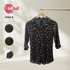 25065 - Four Stylized Decorative Patterns Mesh Fabric with Lace Rhinestone Embellishments Combined