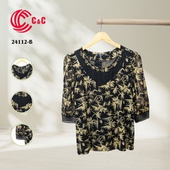 24112 - Pattern Round Neck Lace Combination with Decorative Stones