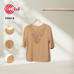 25064 - Lace Overlay Embellished with Sequins and Embroidered Lace Sleeves in 6 Colors