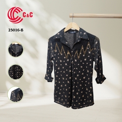 25016 - Pattern Mesh Fabric Stylized Zigzag Embroidery with Gemstone Embellishments