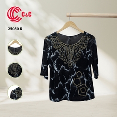 25030 - Lace Overlay Embroidered Design with Decorative Stones Infusion and Lace Embroidery