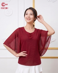 25188 - Modern Batwing Sleeves Blouse with Unique Embroidered and Beaded Design