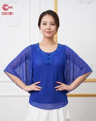25188 - Modern Batwing Sleeves Blouse with Unique Embroidered and Beaded Design