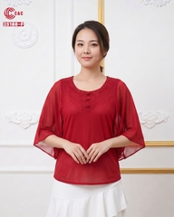 25188 - Modern Batwing Sleeves Blouse with Unique Embroidered and Beaded Design