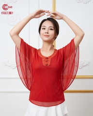 25188 - Modern Batwing Sleeves Blouse with Unique Embroidered and Beaded Design