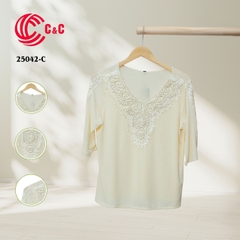 25042 - Lace-Trimmed Cut-Out Sleeves in 9 Colors